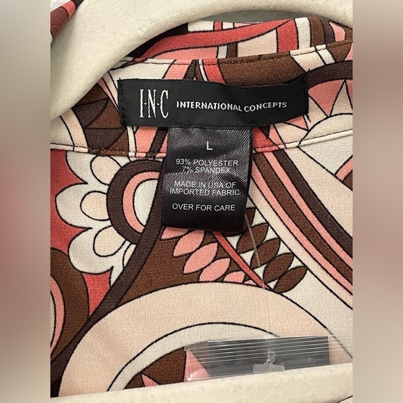 INC International Concepts Retro Print Button Front Blouse Women's Large NWT - Picture 3 of 10